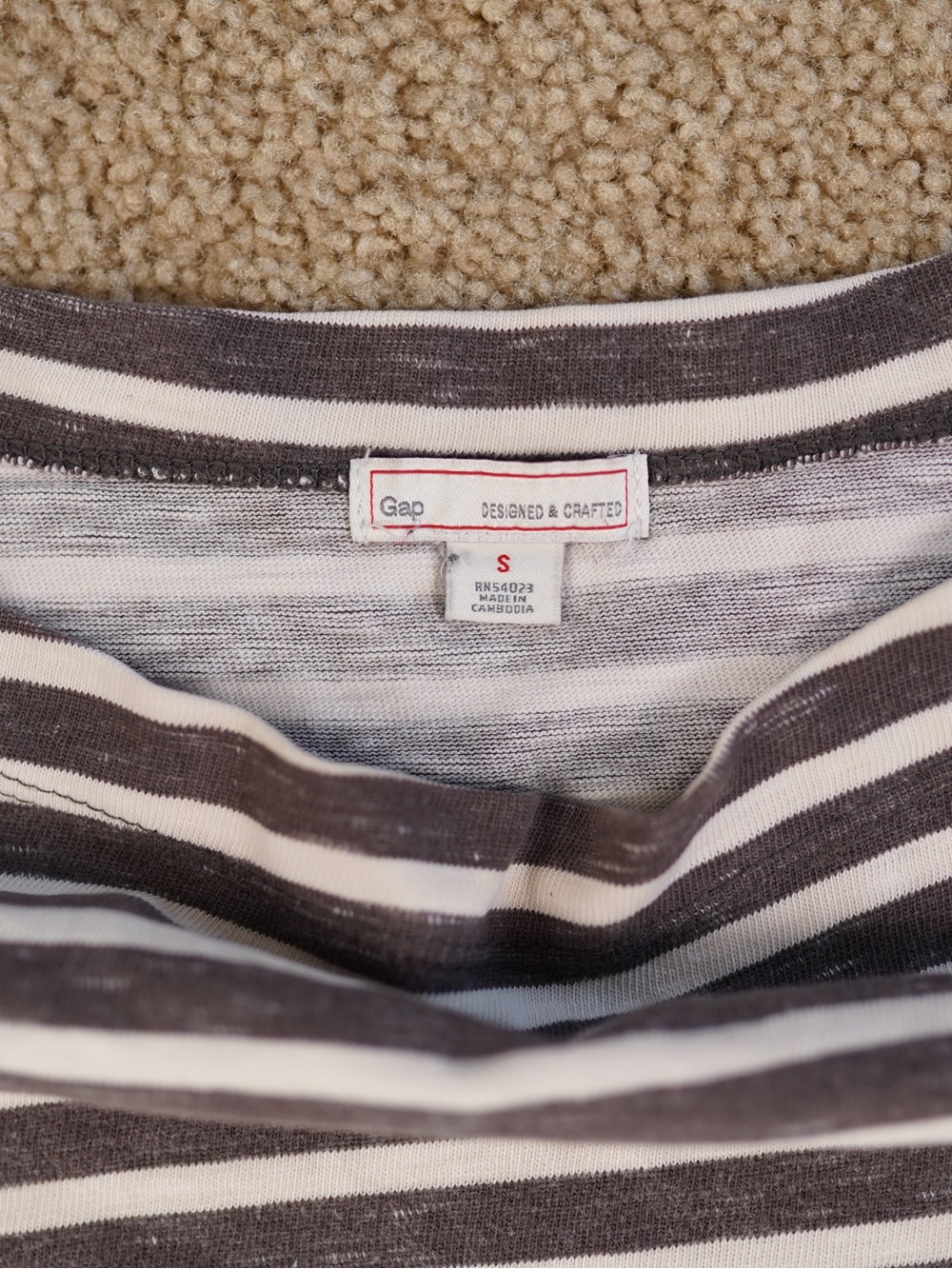 GAP Striped Long Sleeve Tee - Gray & White - Picture 2 of 7